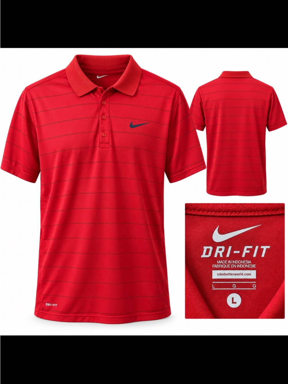 Nike Red Striped Dri-FIT Polo for Men